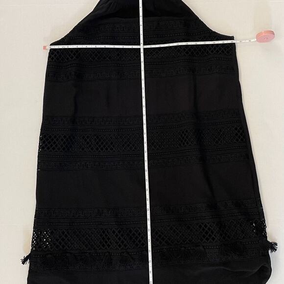 LOFT Sleeveless Black Halter Dress, Embroidered, Fringe, Crochet, Boho, Size M - Picture 11 of 15